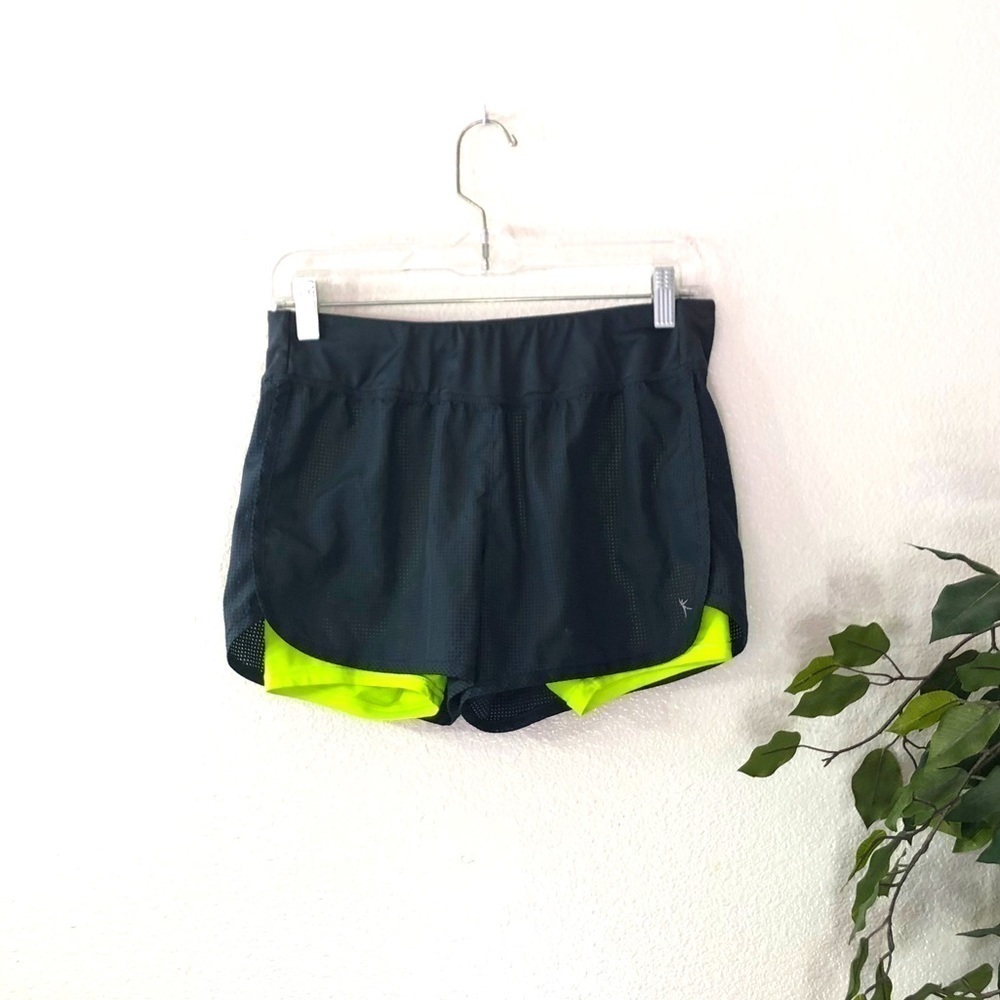 Danskin Neon Green And Grey Layered Shorts
